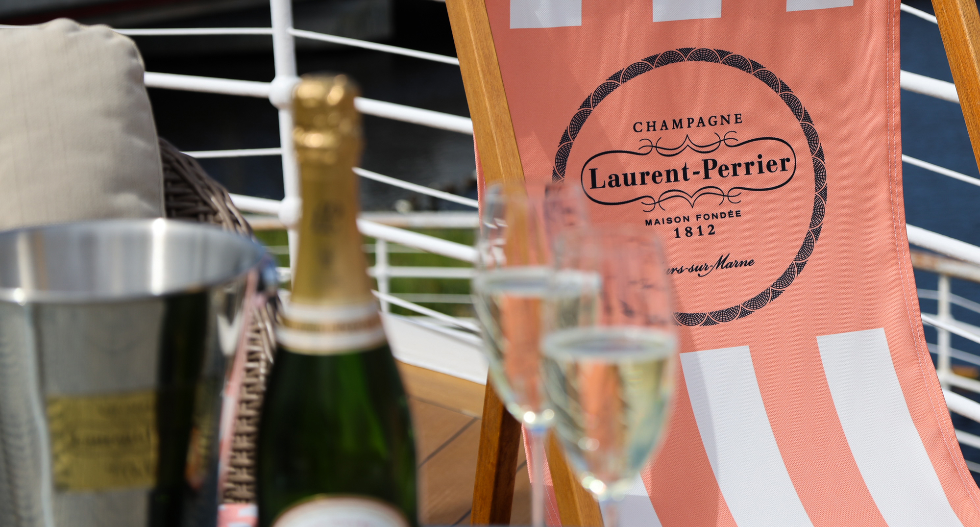 Champagne on Fingal's deck
